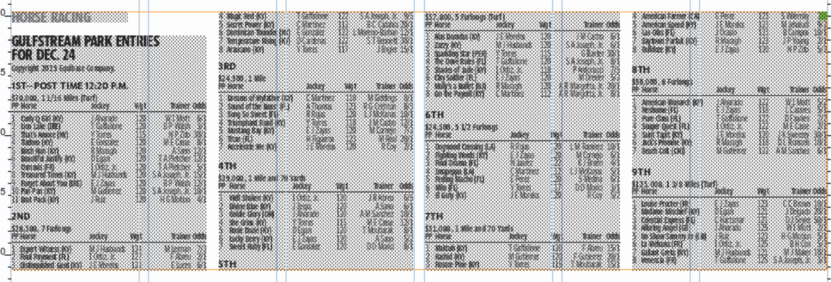 Gulfstream Park entries for Dec. 24, 2025 (9 races)