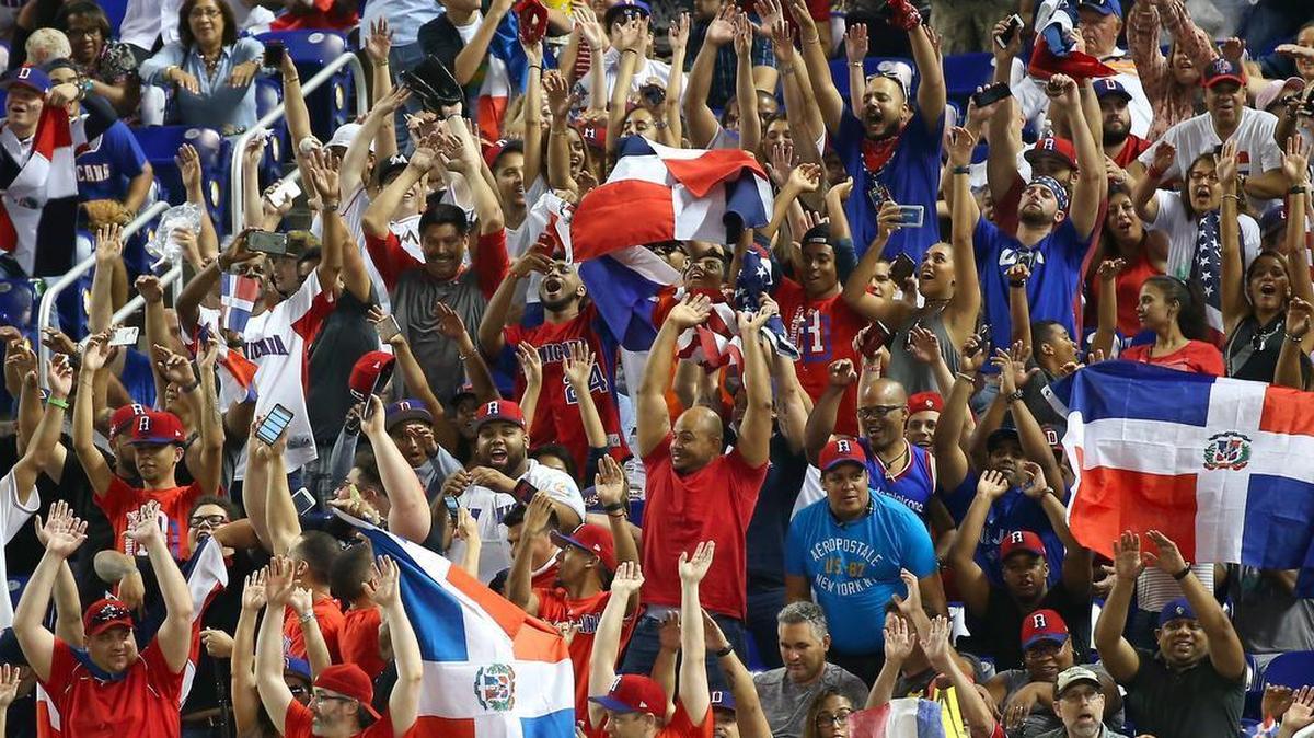 Fans show their support during the second inning of a World Baseball Classic first round Pool C game between the Dominican Republic against the United States at Marlins Park on Saturday, March 11, 2017, in Miami.