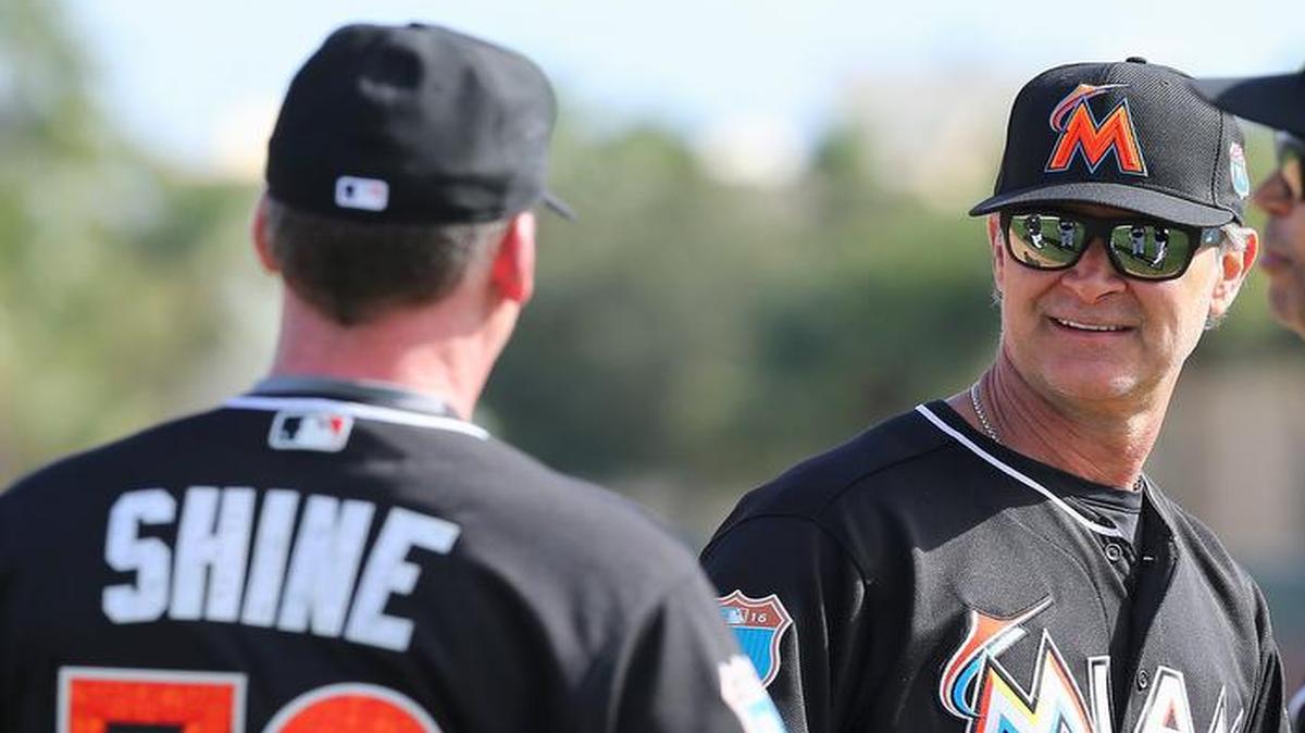 Pat Shine, left, in charge of examining every single play and looking for umpiring mistakes, has helped the Marlins manager Don Mattingly greatly since being hired before the 2014 season to be a crucial set of eyes.