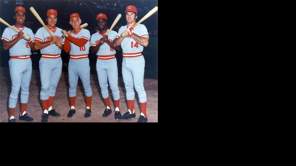 
The Big Red Machine was the nickname given to the Cincinnati Reds baseball team that dominated the National League from 1972 to 1976. Pictured, from left: Tony Perez, Johnny Bench, Sparky Anderson, Joe Morgan and Pete Rose.
