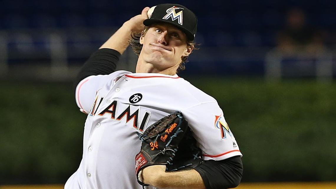 Miami Marlins pitcher Tom Koehler throws in the second inning of the Miami Marlins vs Houston Astros game at the Marlins Park in Little Havana in Miami on Tuesday, May 16, 2017.