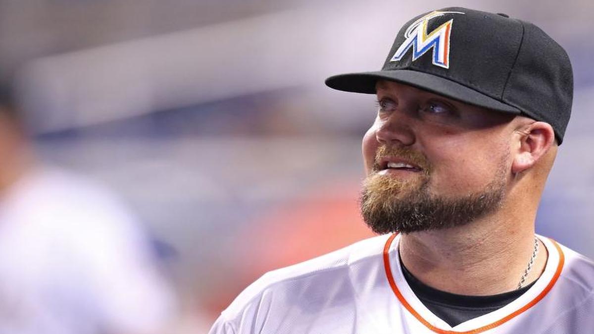 
Casey McGehee of the Miami Marlins looks on from the dugout during a game against the Cincinnati Reds at Marlins Park on July 10, 2015 in Miami, Florida. 
