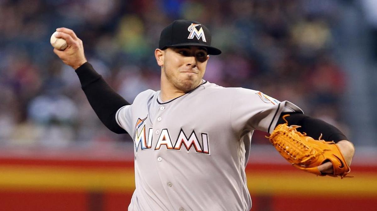 Miami Marlins pitcher Jose Fernandez throws during the first inning during a baseball game against the Arizona Diamondbacks, Saturday, June 11, 2016, in Phoenix.