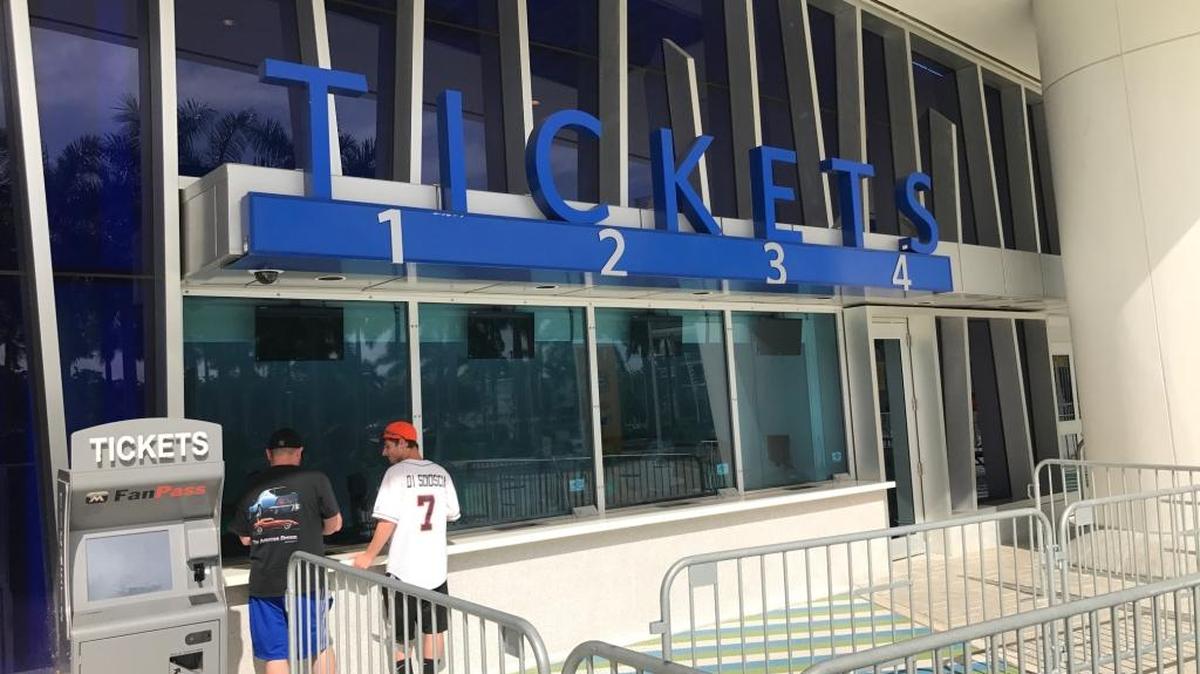Fans at the Marlins Park ticket office on Tuesday, June 20, 2017.