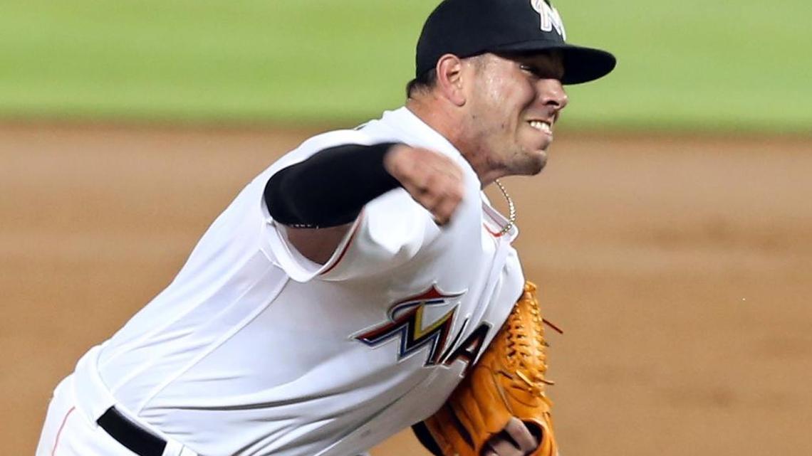 Jose Fernandez of the Miami Marlins throws in the second inning of their game against the Cincinnati Reds at Marlins Park in Miami on July 8, 2016.
