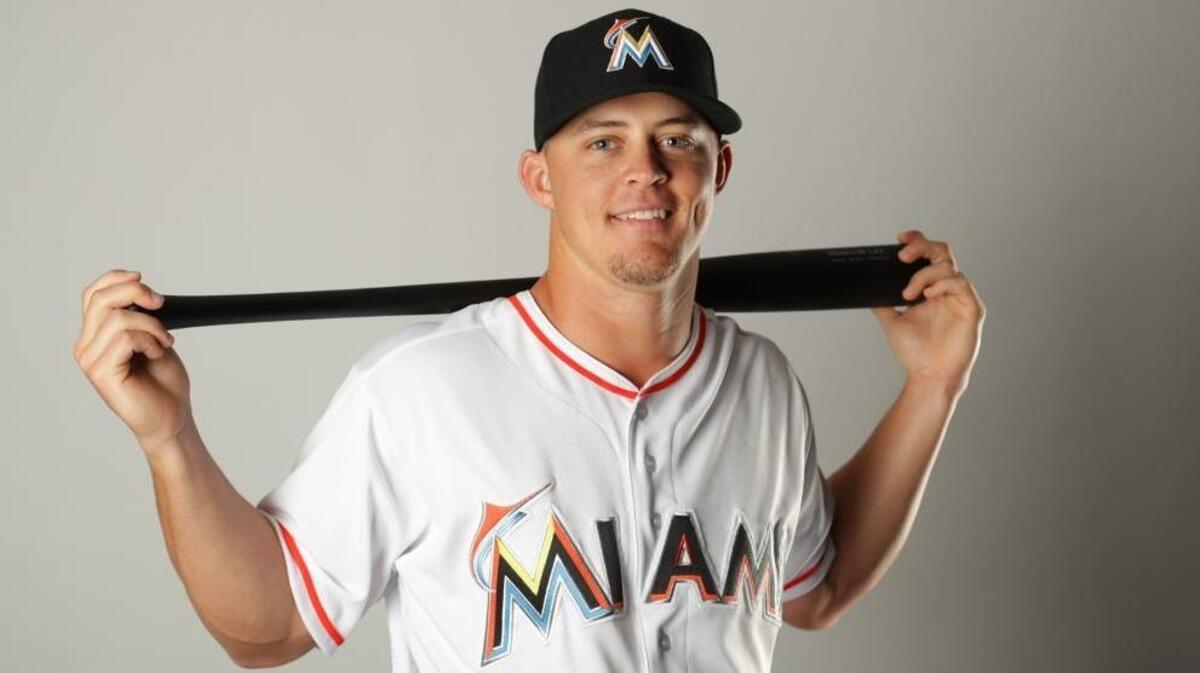 Braxton Lee of the Miami Marlins poses for a portrait at The Ballpark of the Palm Beaches on Feb. 22, 2018, in Jupiter, Florida.