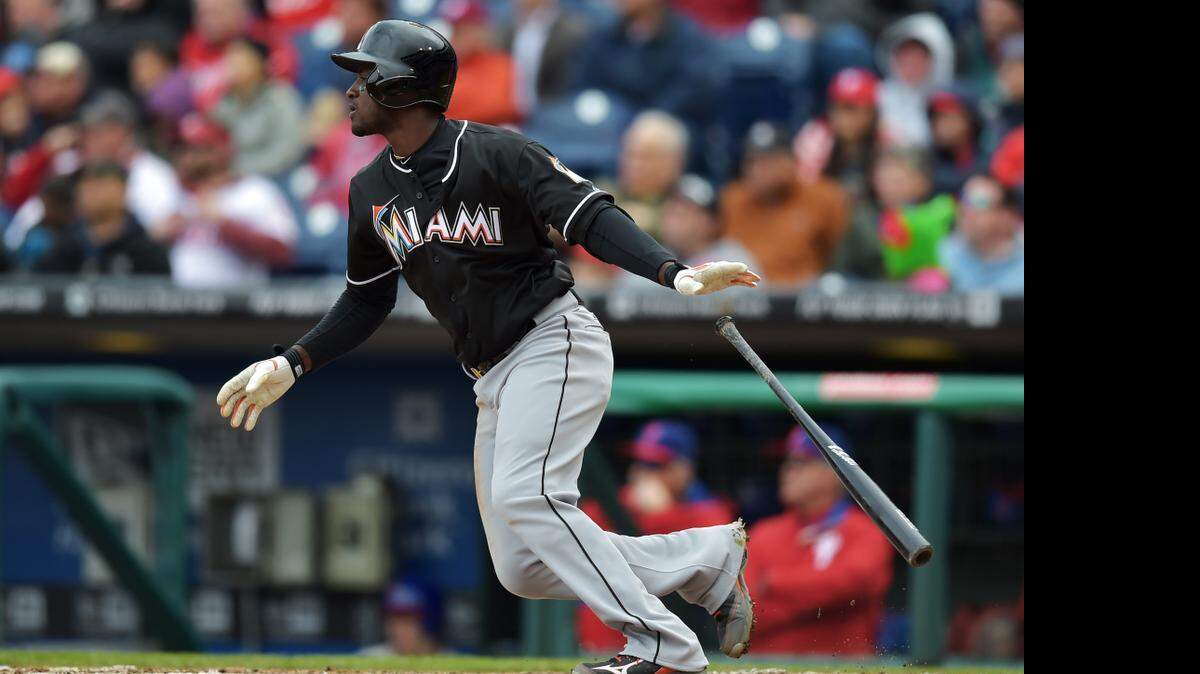 
Adeiny Hechavarria of the Miami Marlins moves toward first after hitting a two-run single in the fourth inning against the Philadelphia Phillies at Citizens Bank Park on April 23, 2015 in Philadelphia, Pennsylvania. The Marlins won 9-1. 
