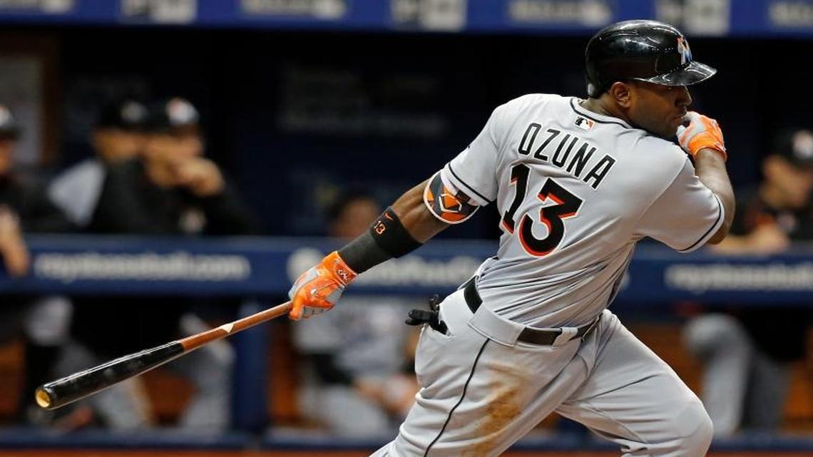 Marcell Ozuna, ripping a two-run single in Wednesday night’s victory, was hitting .426 in May entering Friday.