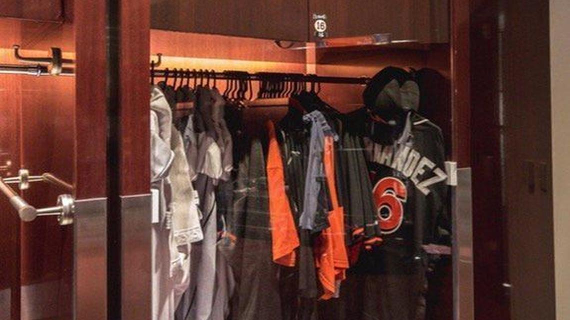 Jose Fernandez's locker inside the Miami Marlins clubhouse.