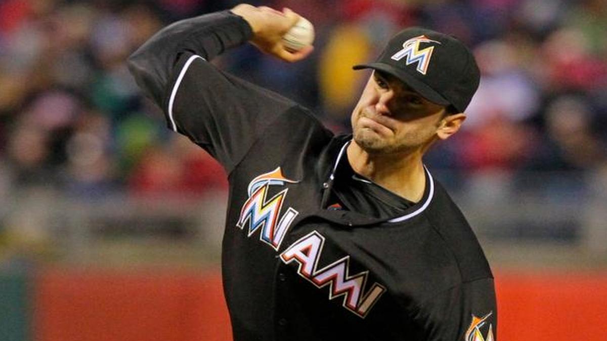 
Starting pitcher Jarred Cosart of the Miami Marlins throws a pitch in the third inning during against the Philadelphia Phillies at Citizens Bank Park on April 22, 2015 in Philadelphia. 
