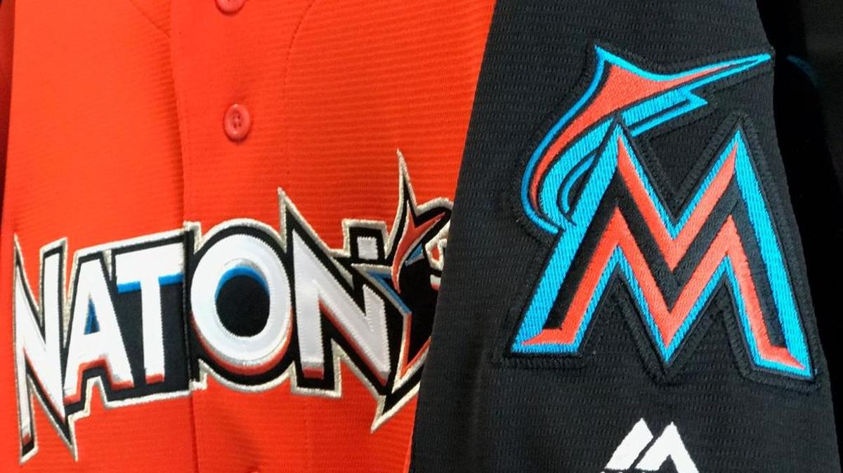 A replica copy of the National League batting practice jersey for the 2017 All-Star Game at Marlins Park.