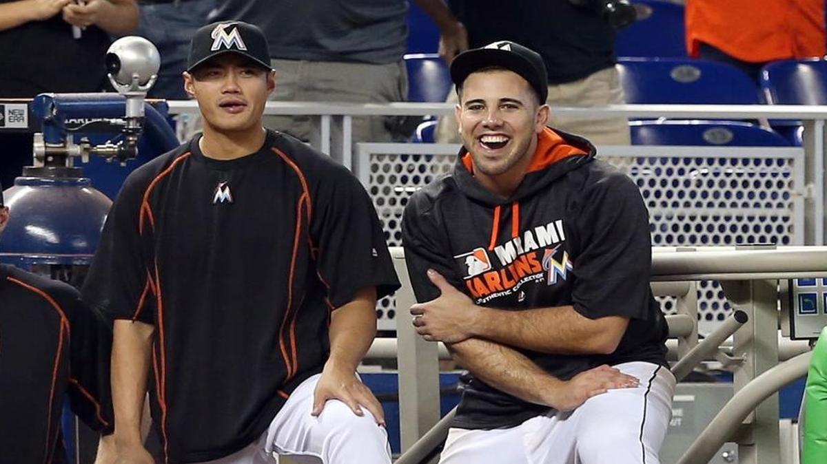 Marlins pitchers Wei-Yin Chen, left, and Jose Fernandez formed their bond during spring training.