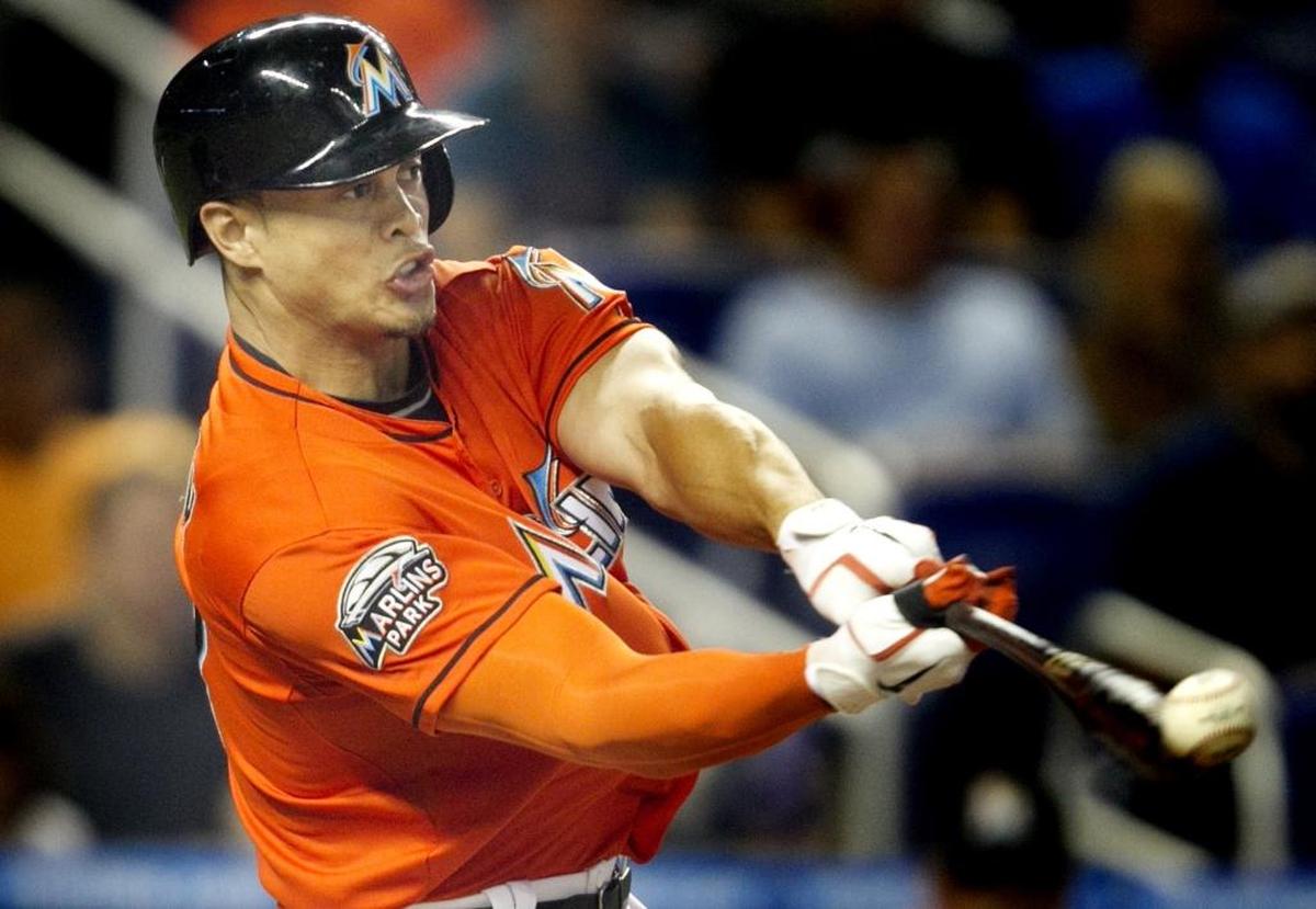 Giancarlo Stanton at Marlins Park in 2012.