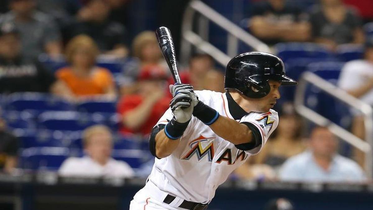 Miami Marlins pinch hitter Ichiro Suzuki grounds out during the ninth inning of the game against the Washington Nationals on May 20, 2016 at Marlins Park in Miami.