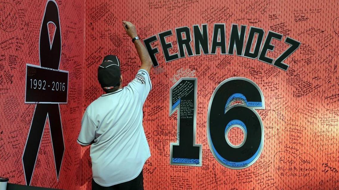 Fans at Marlins Park in Little Havana pay tribute in September 2016 to their idol, Miami Marlins pitcher Jose Fernandez, who died in a boat accident.