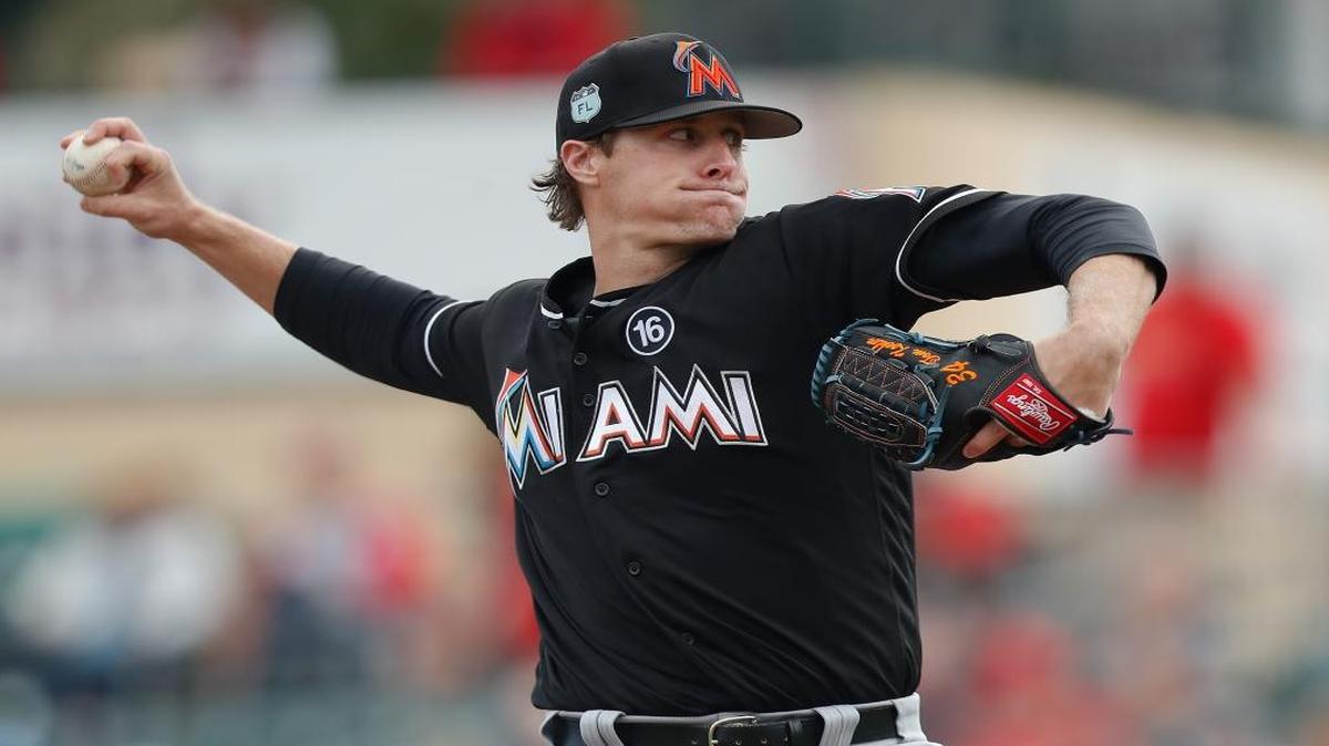 Miami Marlins starting pitcher Tom Koehler (34) throws against the St. Louis Cardinals in the first inning of a spring training baseball game Tuesday, March 7, 2017, in Jupiter, Fla.