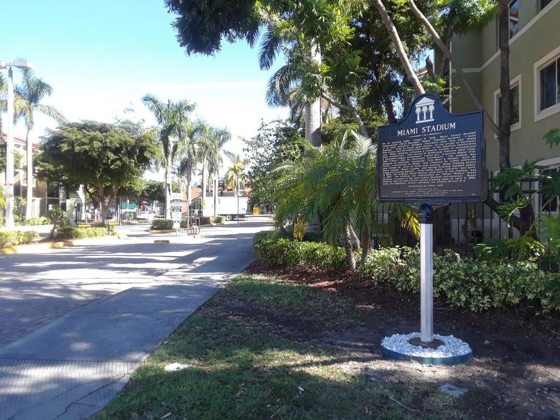 The Miami Stadium Historical Marker was installed on the site of the former ballpark, now an apartment complex, at 2301 NW 10th Ave, in Miami.
