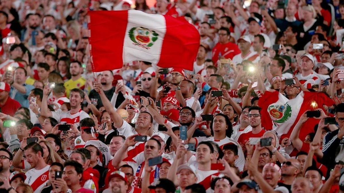 Fans of Peru support their team in the first half as Peru takes on Croatia in an exhibition match at Hard Rock Stadium on Friday, March 23, 2018.