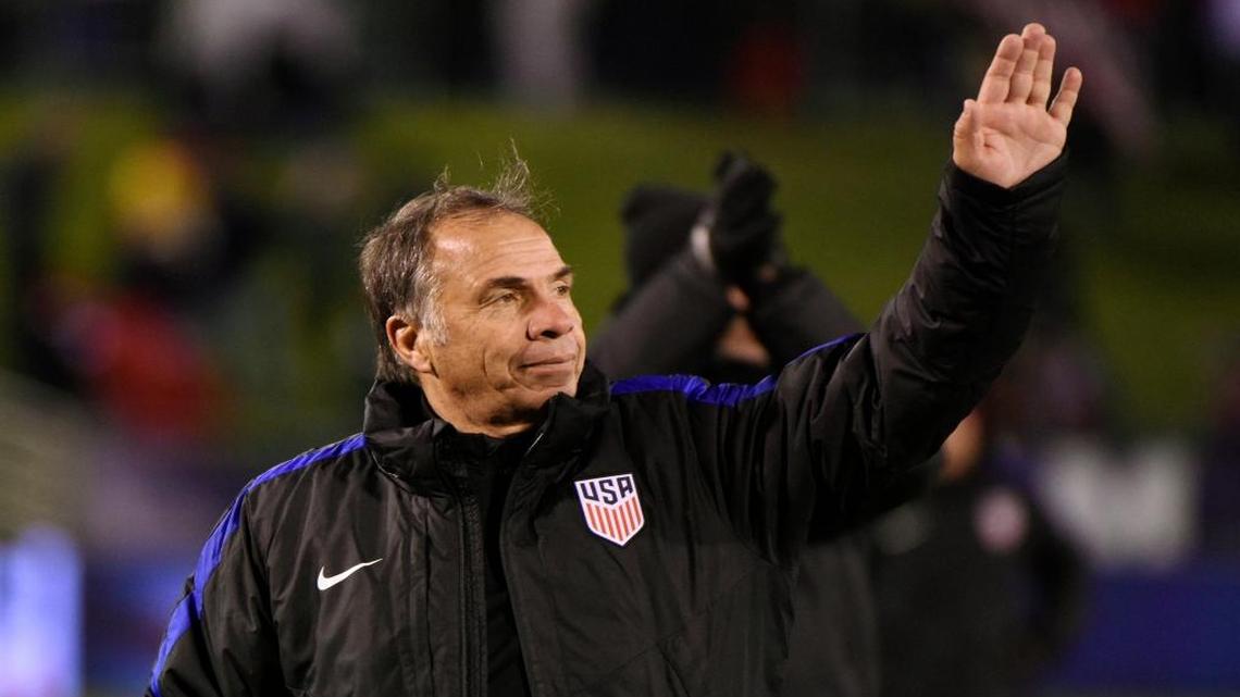 U.S. coach Bruce Arena walks off the field after the team's friendly soccer match against Jamaica on Friday, Feb. 3, 2017, in Chattanooga, Tenn.