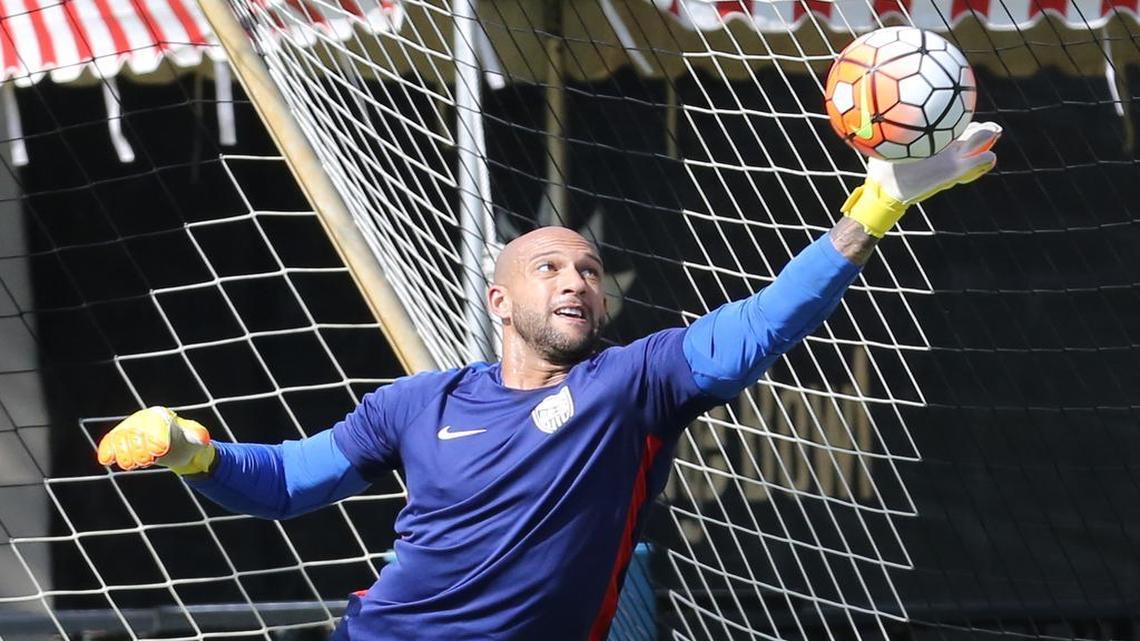 Team USA goalkeeper Tim Howard practices Monday at Barry University in preparation for World Cup qualifiers.