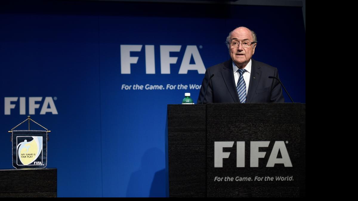
FIFA President Sepp Blatter speaks during a press conference at the FIFA headquarters in Zurich, Switzerland, Tuesday, June 2, 2015. FIFA President Sepp Blatter says he will resign from his position amid corruption scandal. 
