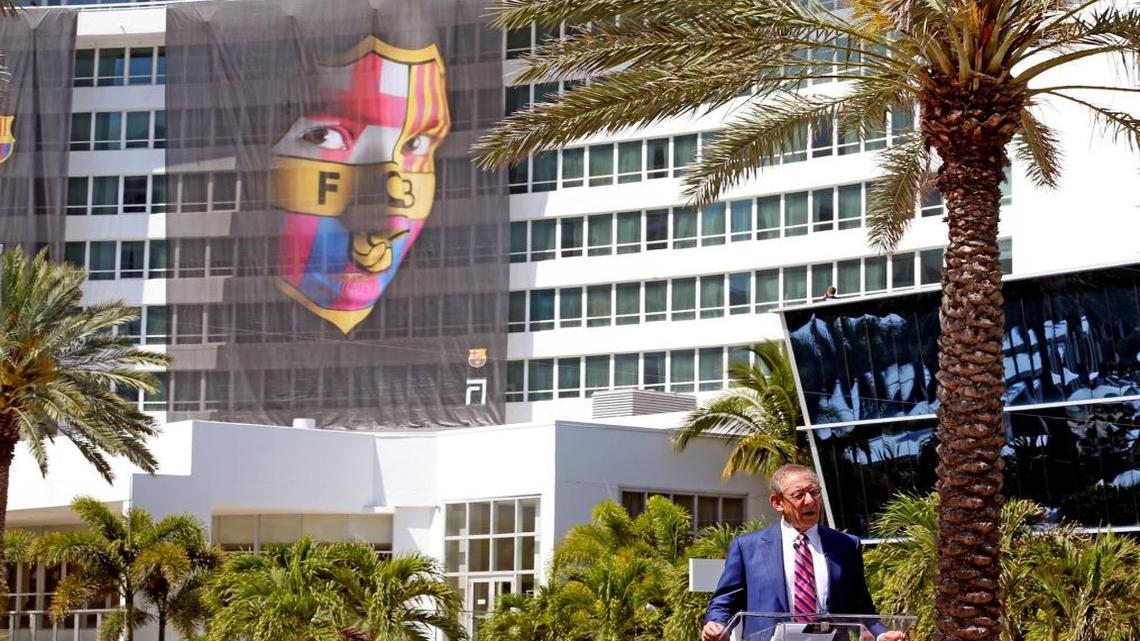 Miami Dolphins owner Stephen Ross announces that FC Barcelona and Real Madrid soccer teams will meet on July 29, 2017, at Hard Rock Stadium as part of the 2017 International Champions Cup.