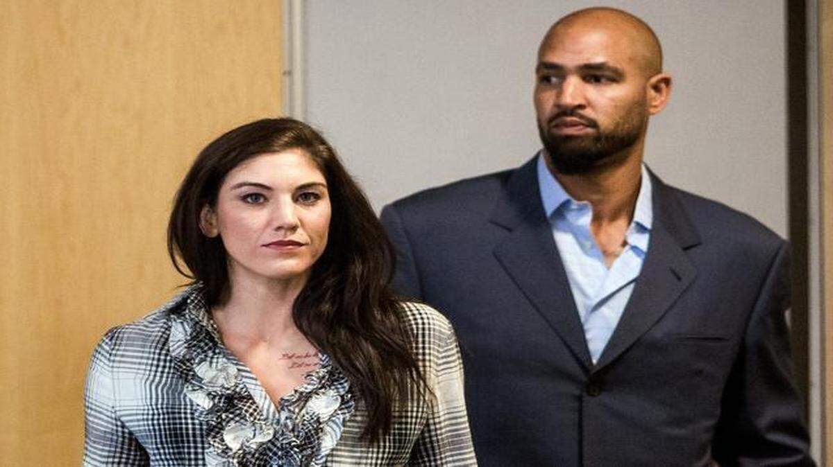 
Hope Solo, left, was in a U.S. Soccer van with her husband, former NFL player Jerramy Stevens, when Stevens was arrested.
