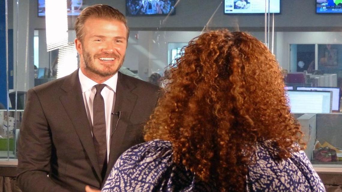 Soccer superstar David Beckham is interviewed by Interactive Editor Nancy San Martin at the Miami Herald on Thurs., May 8, 2014.
