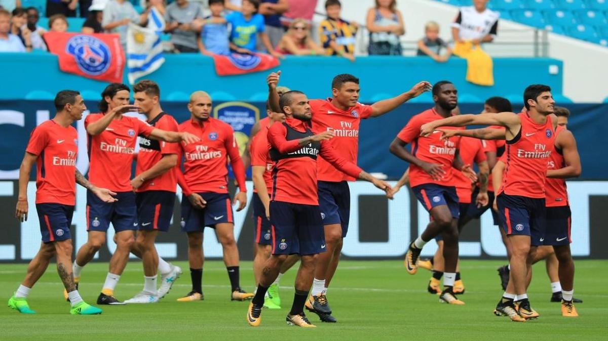 Paris Saint Germain soccer team practices at Hard Rock Stadium on Tues., July 25, 2017.