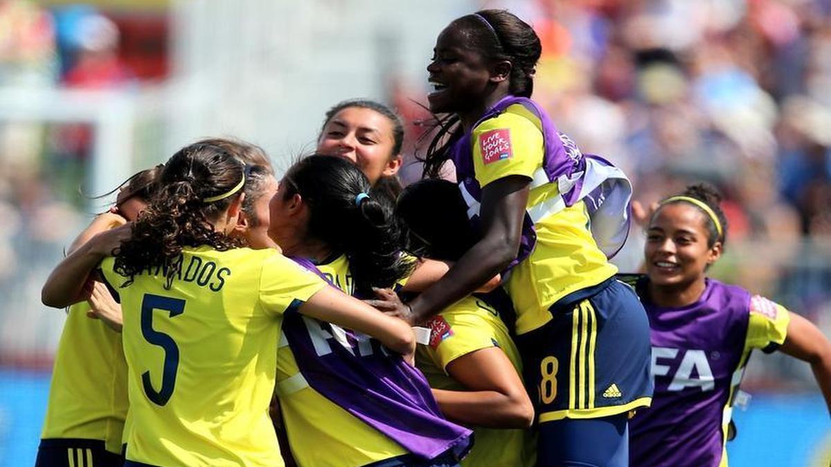 
Colombia celebrates after upsetting France during the group stage last week. Up next for the Colombians — Team USA.
