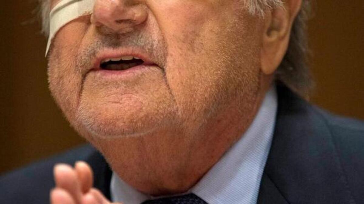 The suspension of FIFA president Sepp Blatter, shown making a gesture during a news conference Dec. 21 to respond to his eight-year ban, stands as the top story in the soccer world for the year of 2015.
