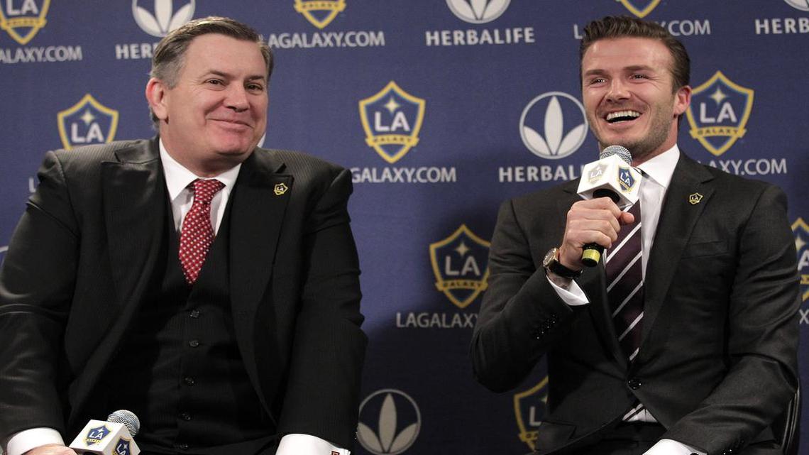 Tim Leiweke, left, is joining David Beckham, right, in trying to bring a Major League Soccer team to Miami.