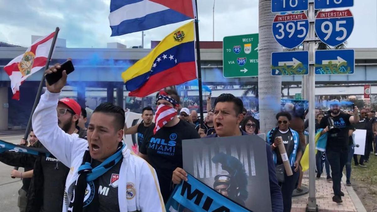Soccer fans grew louder and more excited as they approached the auditorium where owners announced that Miami would get a Major League Soccer team.
