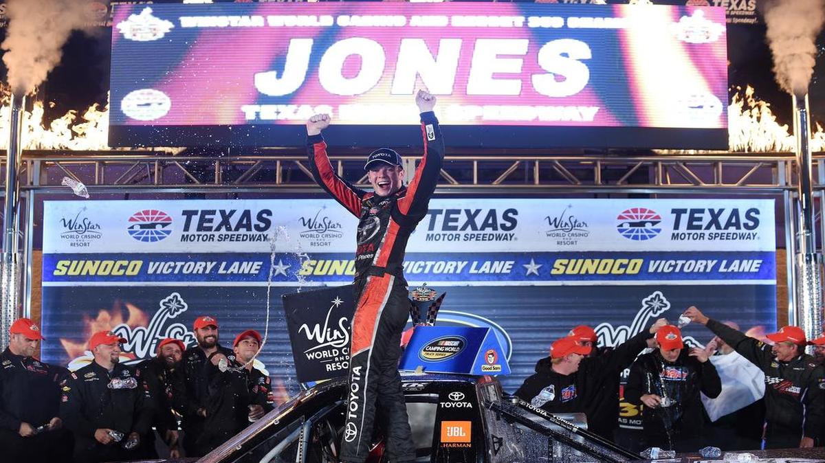 Erik Jones, 19, only has to finish 15th in Friday’s Ford Ecoboost 200 to secure the NASCAR Camping World Truck Series’ season-long championship.