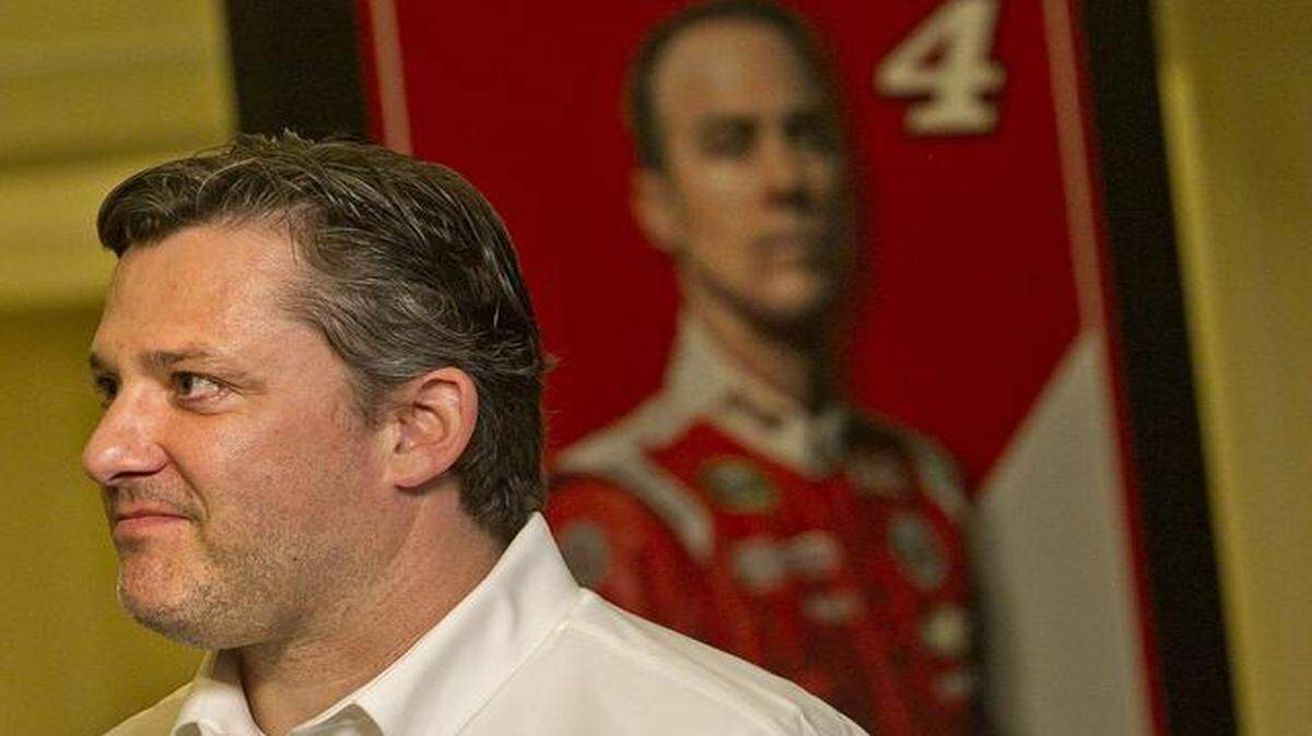 
NASCAR great Tony Stewart answers questions at Media Day at the Trump National Doral on Wednesday, Nov. 12, 2014. 
