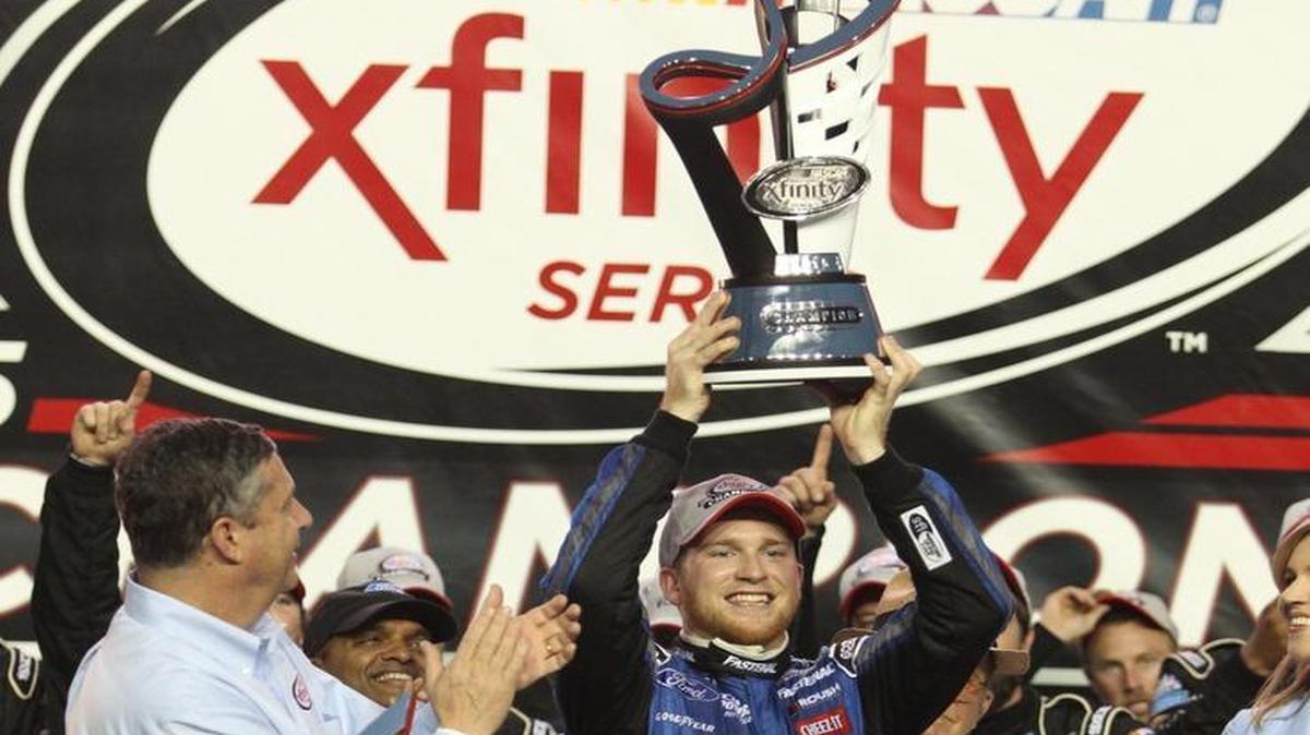 Chris Buescher #60 is the Xfinity series champion 2015 as part of the 21st Annual Ford Ecoboost 300 Race at Homestead Miami Speedway on Saturday, November 21,2015.