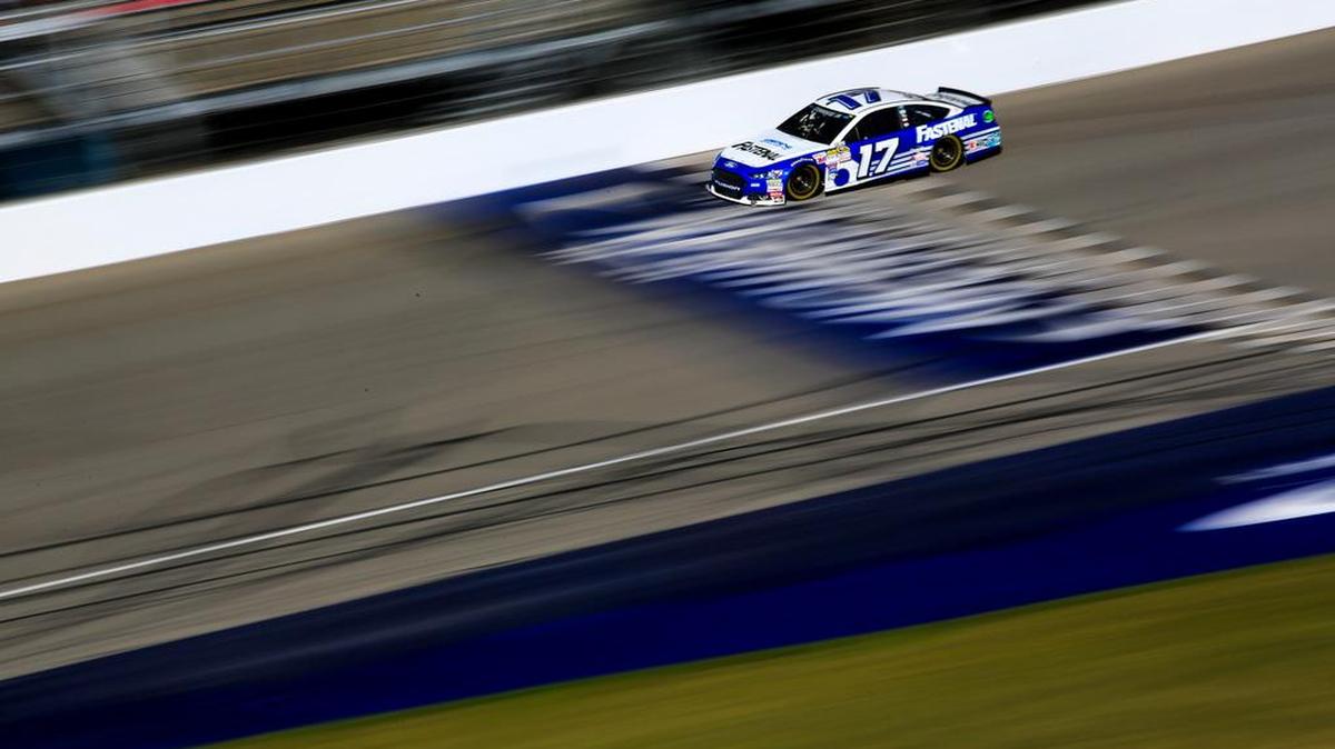 NASCAR driver Chris Buescher is shown during testing at Michigan International Speedway in Brooklyn, Mich., Tuesday, Oct. 20, 2015.