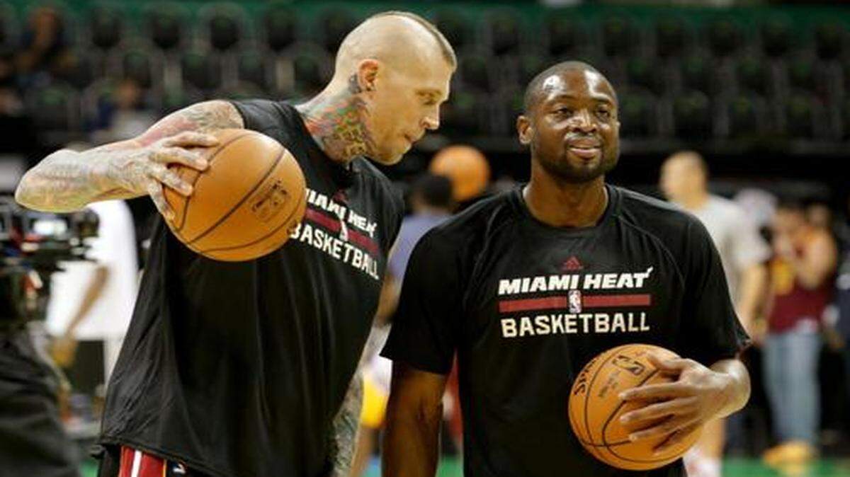 
Dwyane Wade, right, has tested his three-point shooting during the preseason. 
