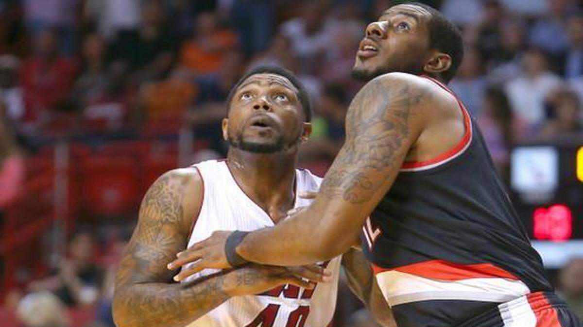 
The Heat’s Udonis Haslem, left, has played forward and center because of injuries.

