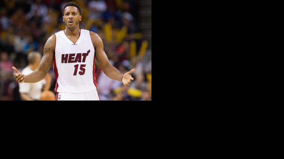 
Mario Chalmers of the Miami Heat reacts after being called for a foul during the second half against the Cleveland Cavaliers at Quicken Loans Arena on April 2, 2015 in Cleveland, Ohio. 
