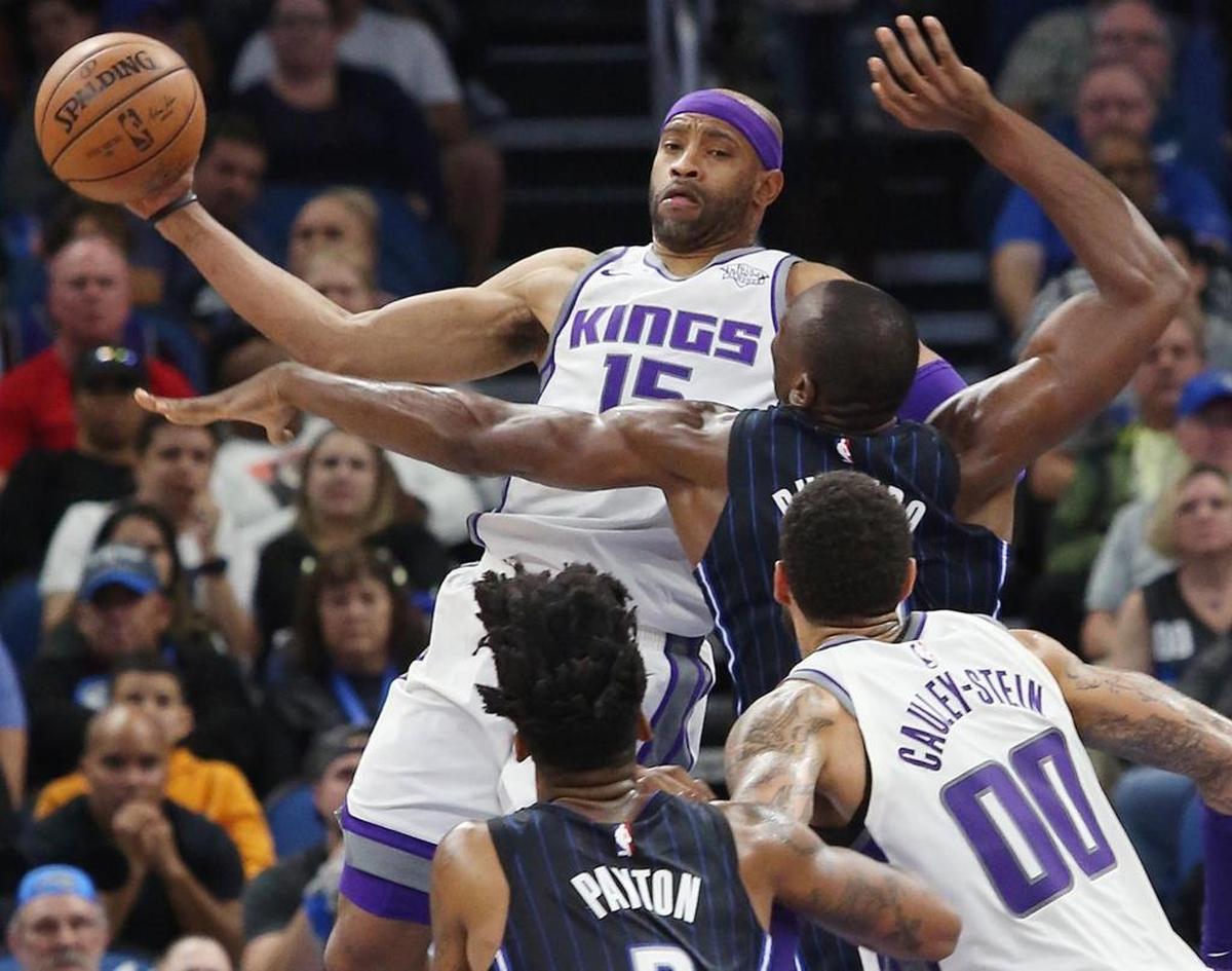 Sacramento Kings' Vince Carter, seen here playing the Orlando Magic on Tuesday, Jan. 23, 2018, in Orlando, Fla., is in his 20th NBA season and might be playing his final game in Miami on Thursday. Carter scored a career-high 51 points in 2005 in a memorable game against the Heat. (Stephen M. Dowell/Orlando Sentinel/TNS)