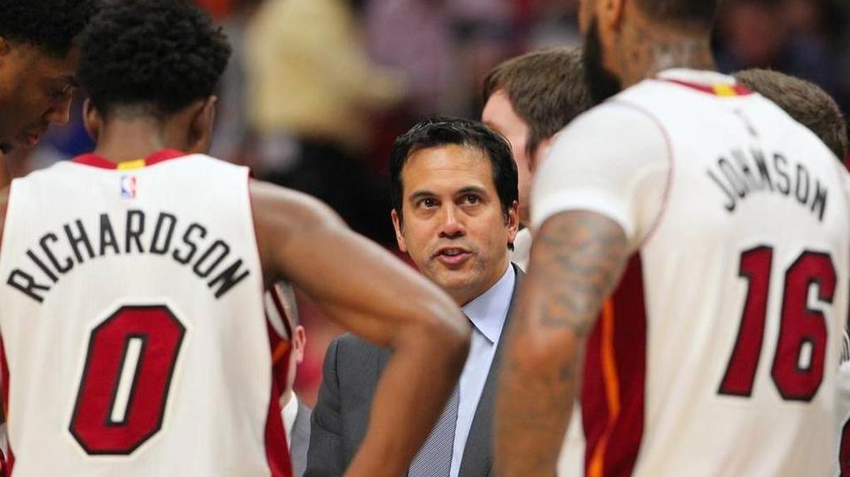 Miami Heat head coach Erik Spoelstra gives instructions to his team during the fourth quarter of an NBA basketball game against the Oklahoma City Thunder at AmericanAirlines Arena in Miami on Tuesday, December 27, 2016.