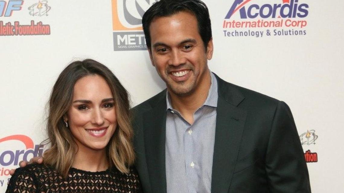 Heat coach Erik Spoelstra and wife Nikki had their first child.