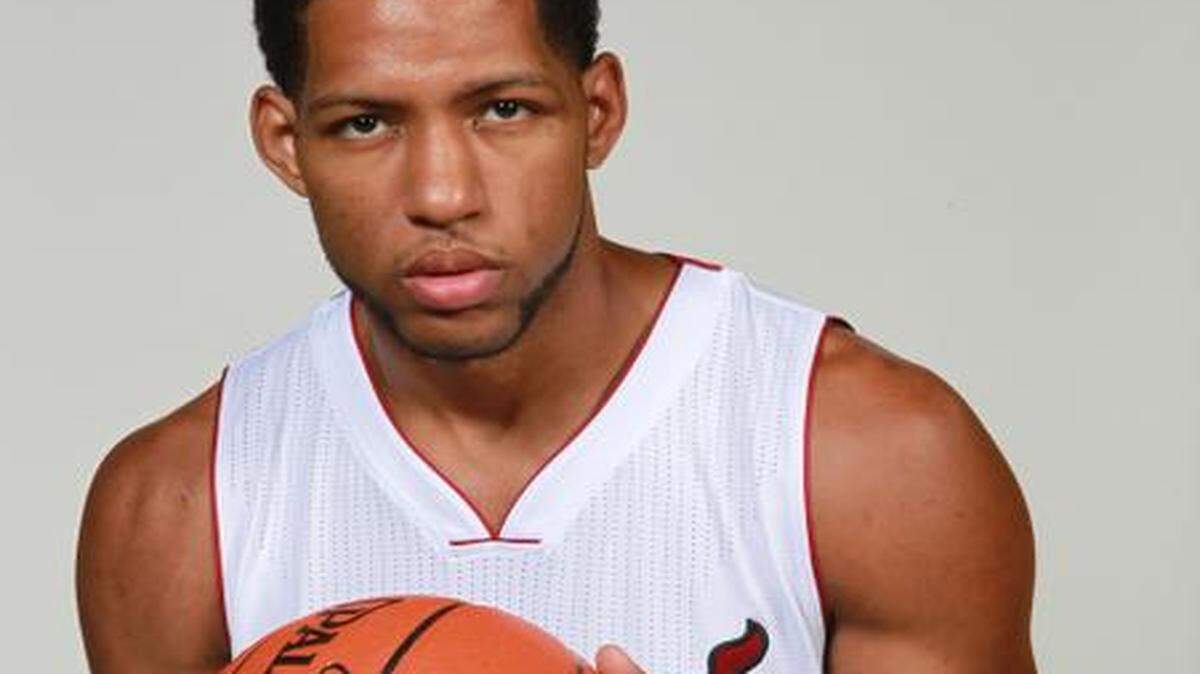
Miami Heat newcomer Danny Granger is shown during Media Day at AmericanAirlines Arena in Miami, Florida, Sept. 26, 2014.
