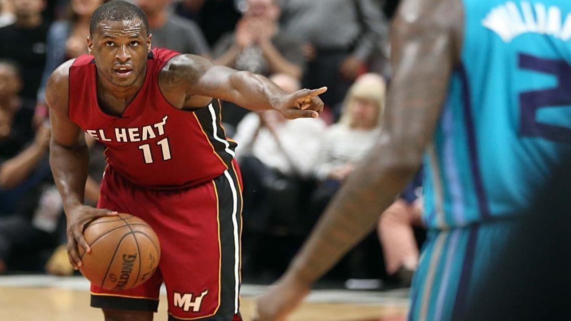 Miami Heat guard Dion Waiters, drives the ball against the Hornets, in the fourth quarter of the Miami Heat and Charlotte Hornets game at AmericanAirlines Arena in Miami on Wed., March 8, 2017.
