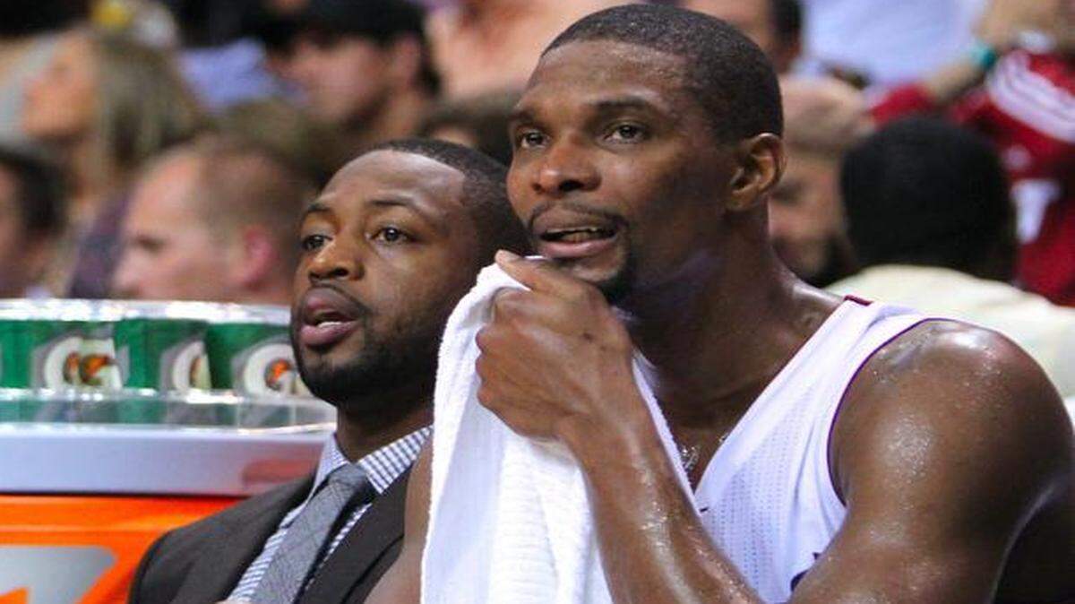 
The Heat’s Dwyane Wade, left, and Chris Bosh were both NBA All-Stars this season. Wade is expected to return from a hamstring injury next Friday against the Knicks. 
