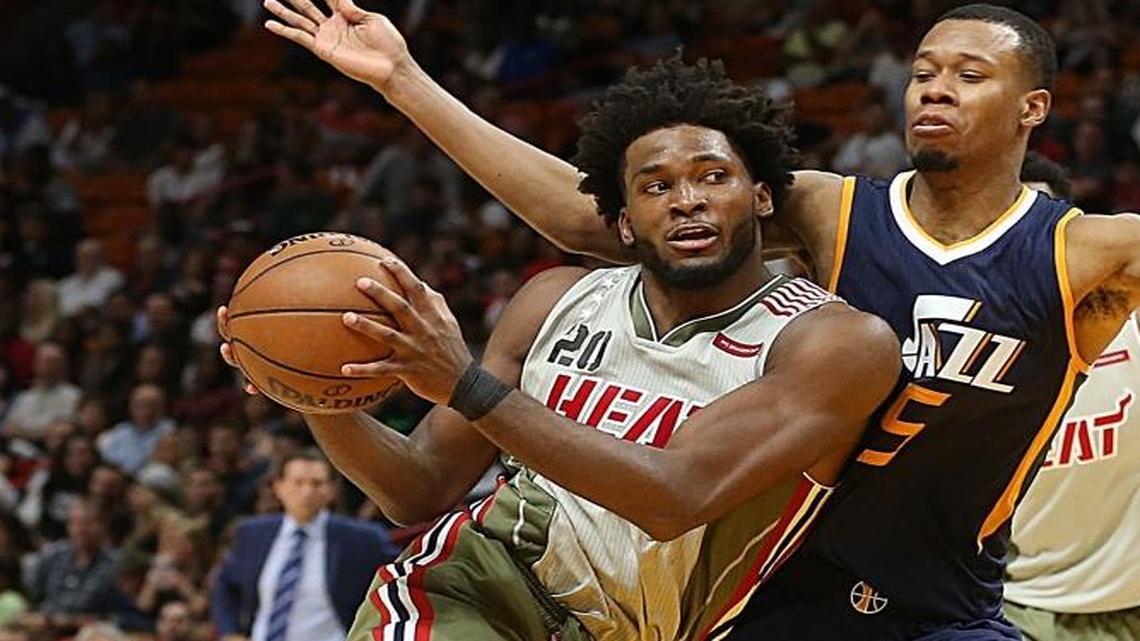 Miami Heat forward Justise Winslow missed Tuesday’s game against the Hawks with a bruised left wrist.