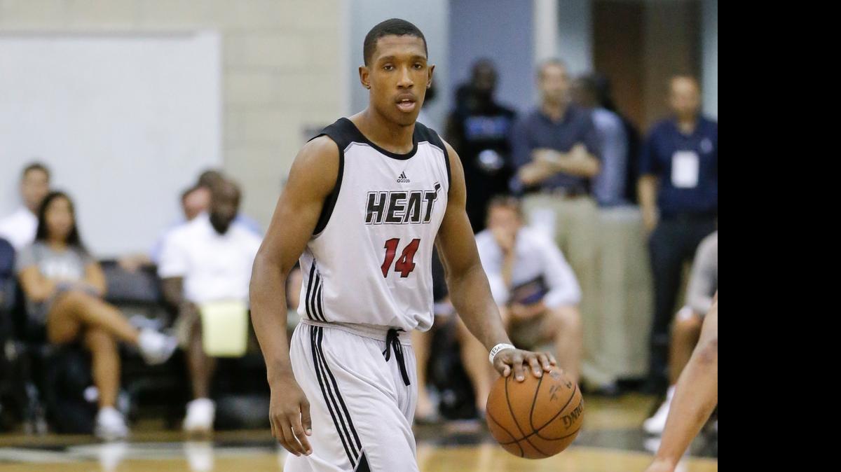 
Josh Richardson, shown in a previous game, led the Heat with 23 points in its summer league finale in Las Vegas on Friday, July 17, 2015, but a 27-1 run by the Kings sent Miami to a 73-68 loss. 
