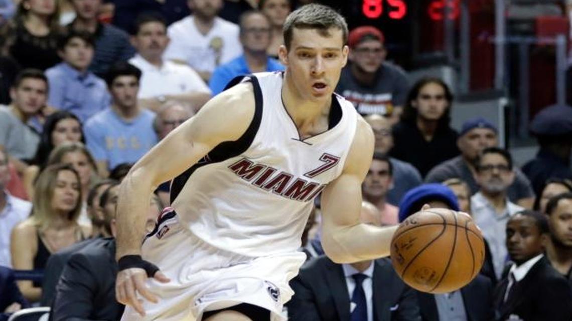 Miami Heat guard Goran Dragic (7) moves down the court during the second half against the Toronto Raptors, Friday, Dec. 18, 2015, in Miami.