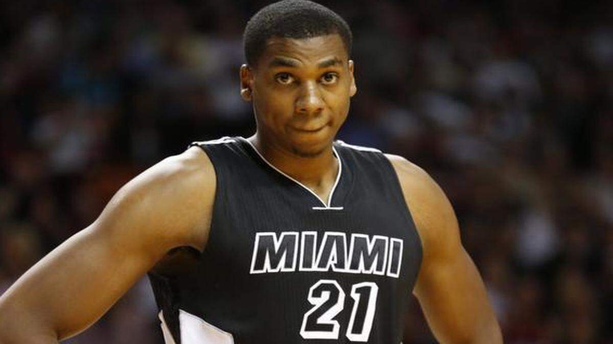 
Center Hassan Whiteside is sidelined by an ankle injury. 
